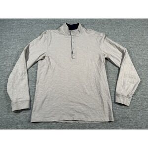 Armani Exchange Henley Shirt Mens Large Beige Pullover Stand-Up Collar Mock Neck